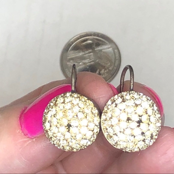Vintage Retro Drop Clear Gem Pierced Earrings - Picture 1 of 5